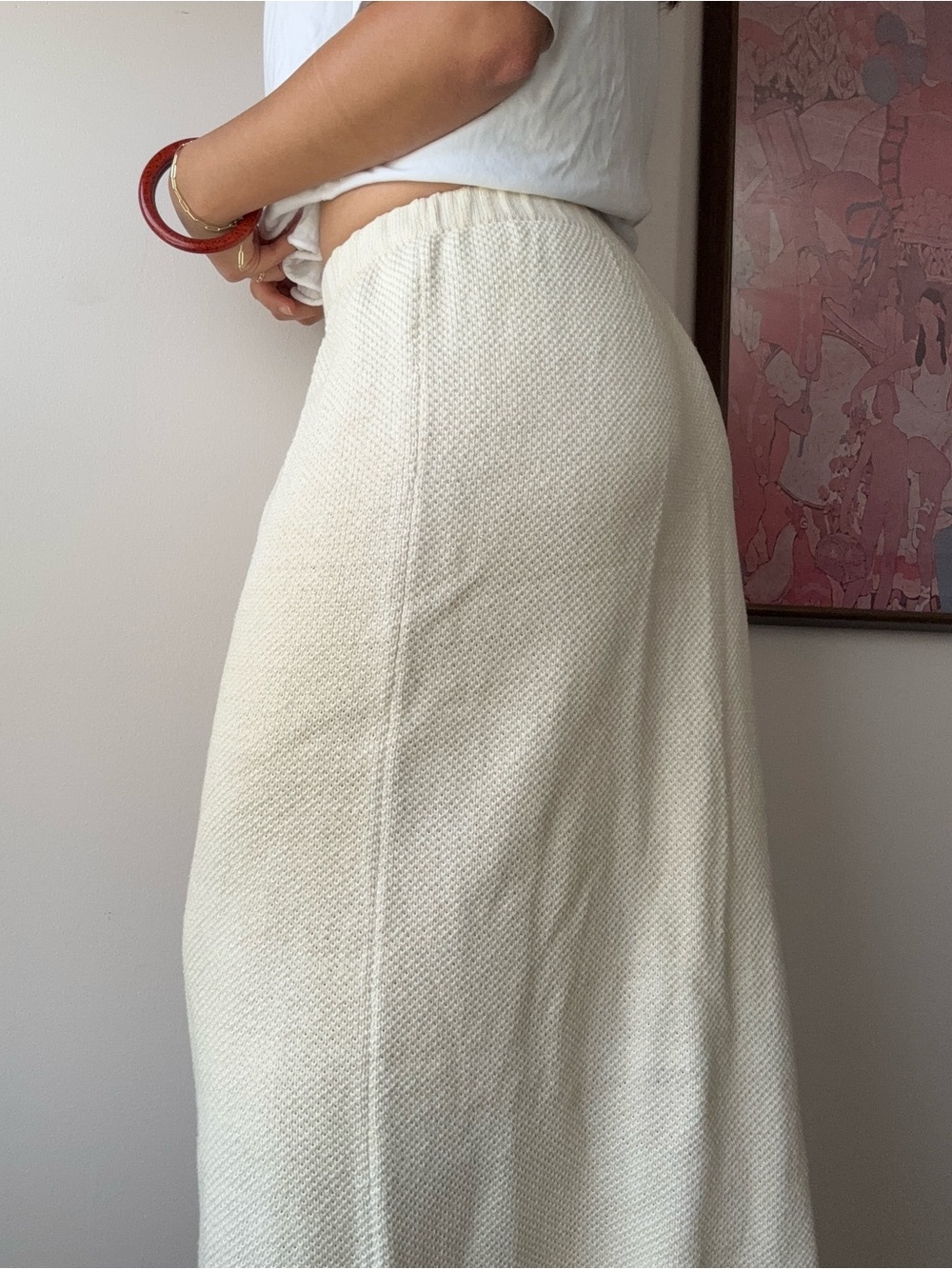 Cream Maxi Knit Skirt - Elegant Everyday Style